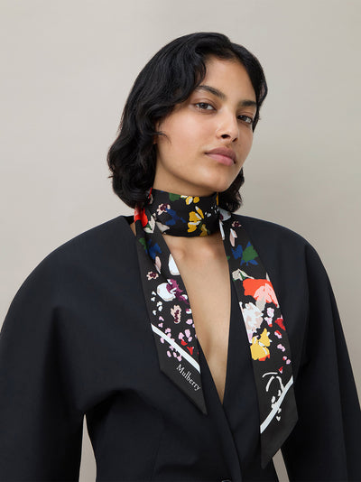 Winter Floral Skinny Scarf (Floral Black)