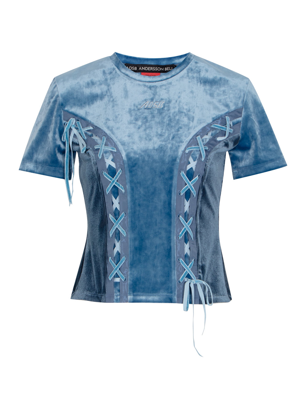 Velvet Lace-Up Baby T-Shirt (Blue)