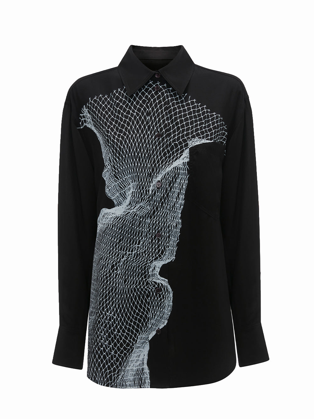 Long Sleeve Pajama Shirt Contorted Net (Black/White)