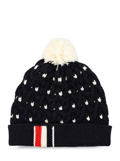 Virgin Wool Pompom Beanie (Navy)