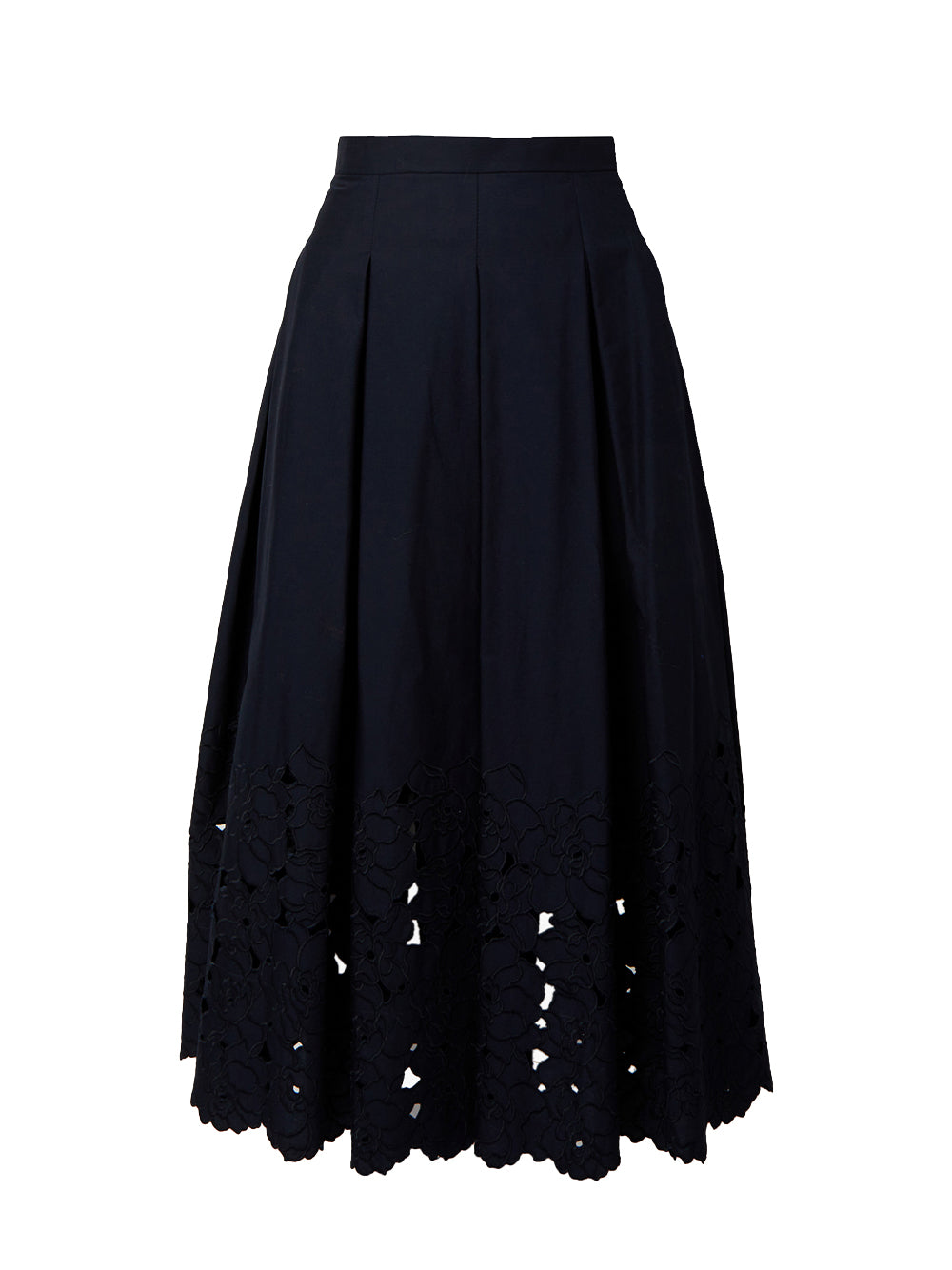 Volume Hem Pleat Detail Skirt (Navy)