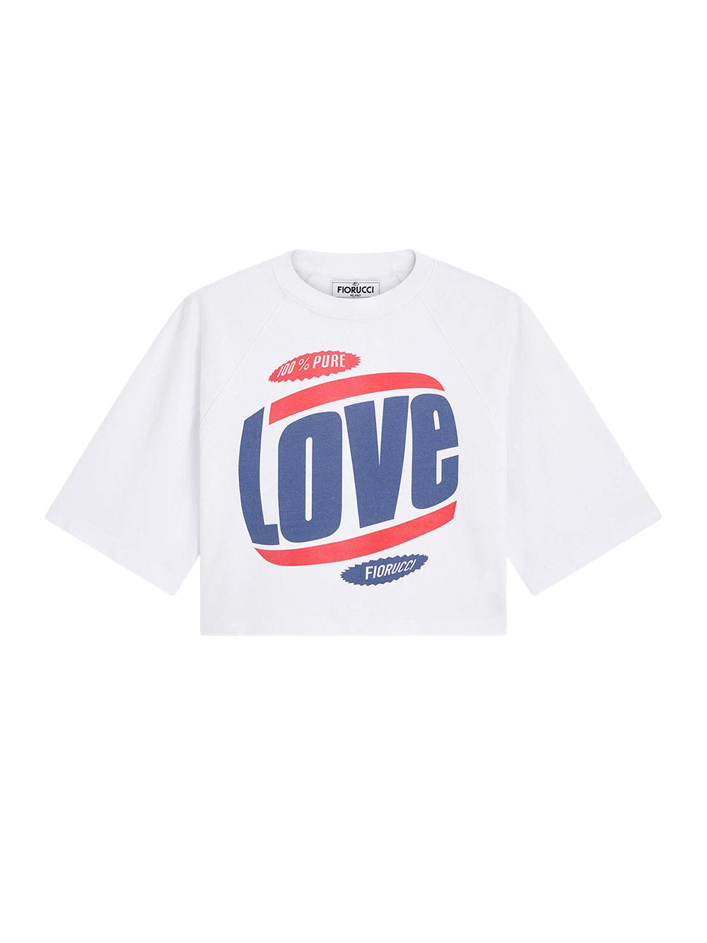 Love Print Cropped Padded T-Shirt White