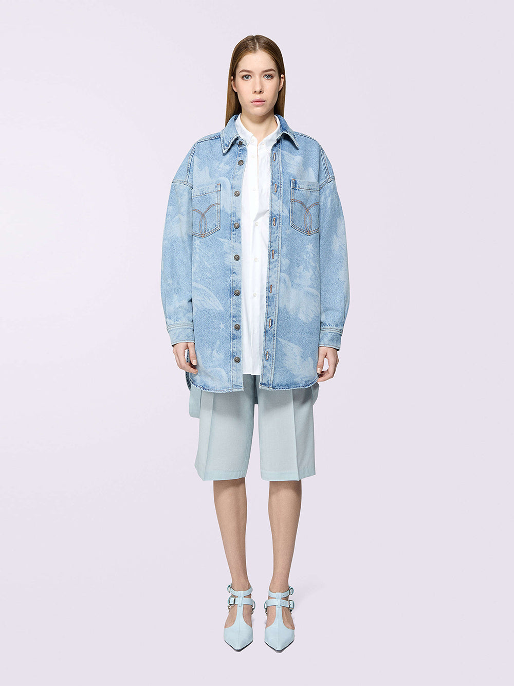 Angel Denim Shirt Dress (Light Blue)