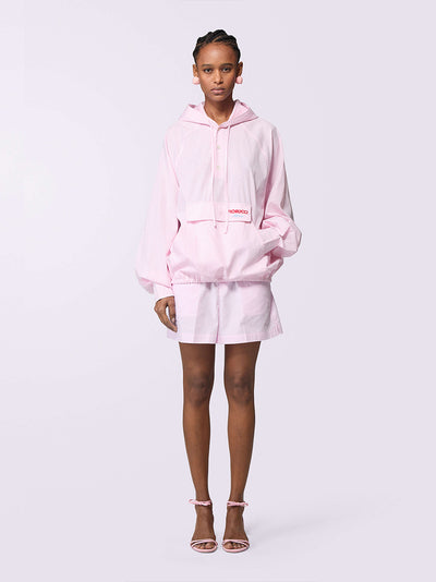 Gingham Logo Hoodie Shirt (Pink)