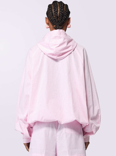 Gingham Logo Hoodie Shirt (Pink)