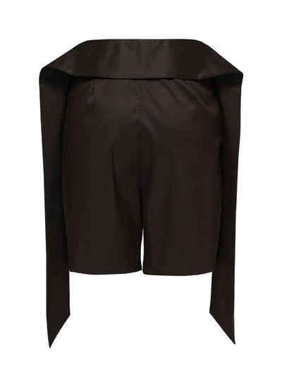 Sheen Cotton Poly Stretch Tie Shorts (Black)