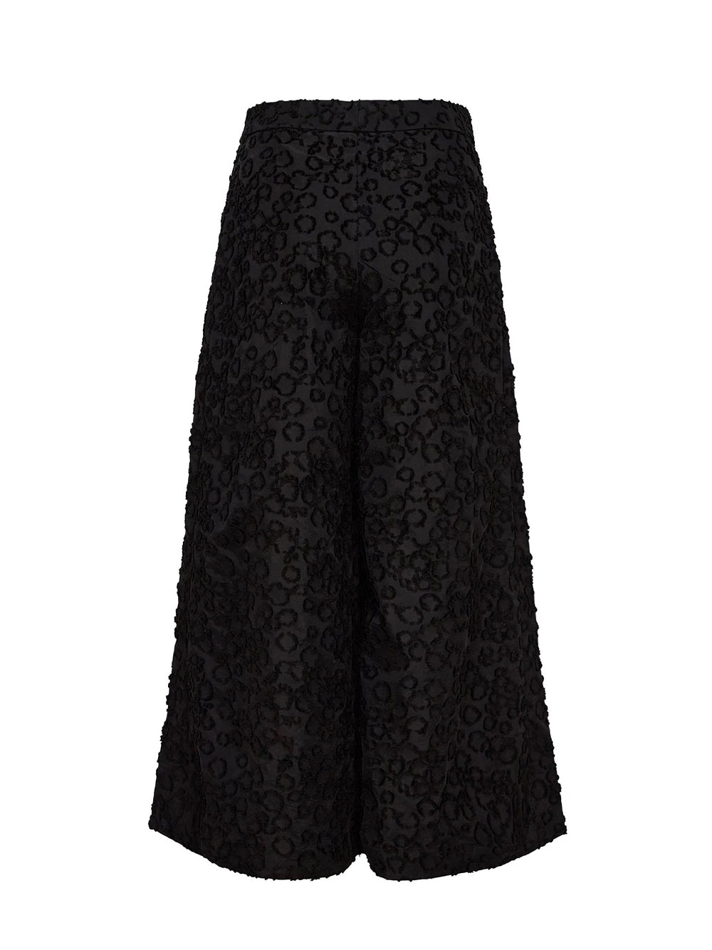 Cotton Nylon Cropped Wide Pant (Black)