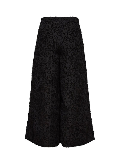 Cotton Nylon Cropped Wide Pant (Black)