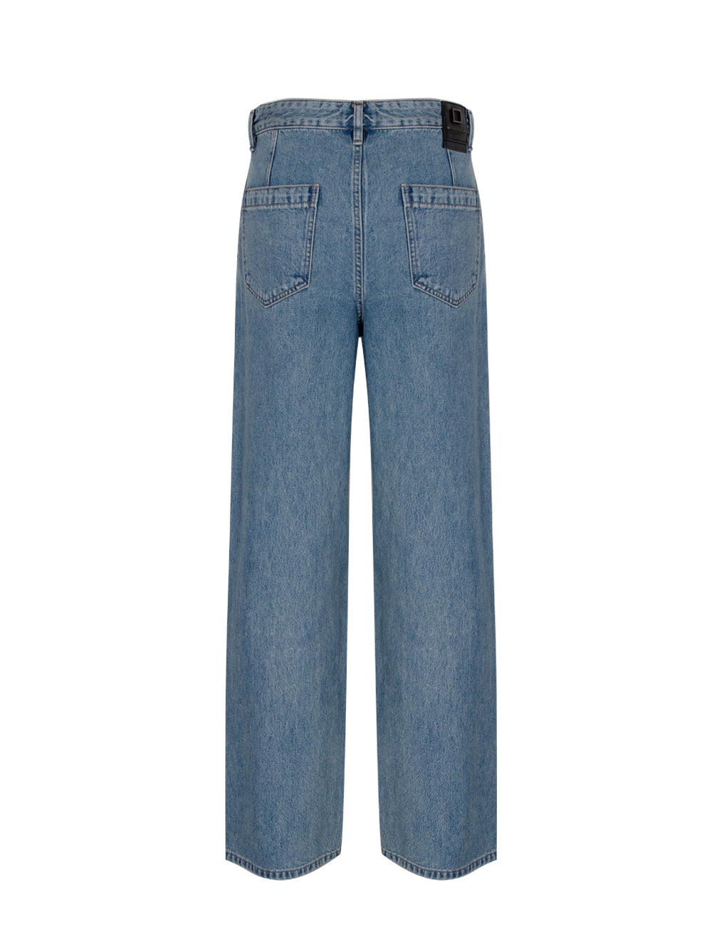 One-Tuck Semi Wide Denim Pants Blue