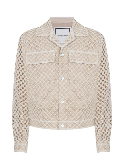 Knitted Net Jacket Beige