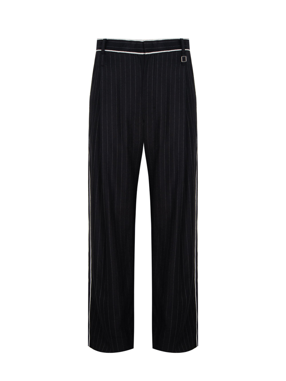 Wool Striped Pants Black