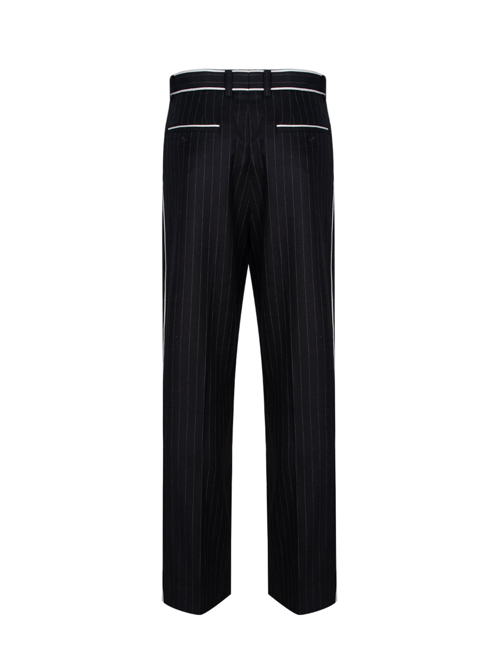 Wool Striped Pants Black