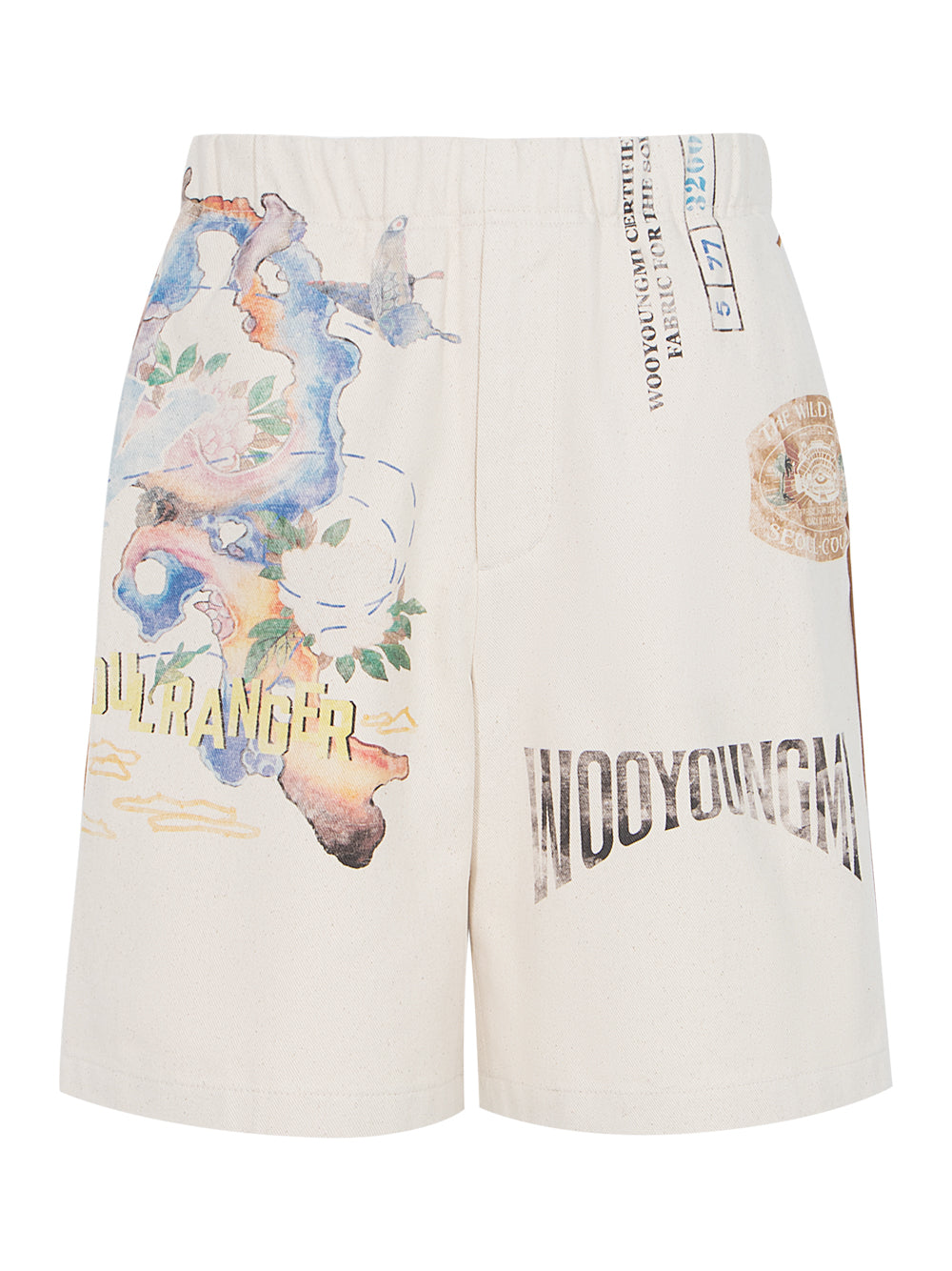 Graphic Twill Shorts Beige