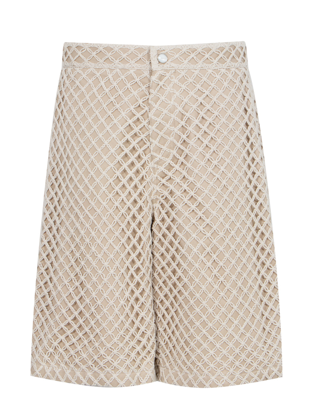 Knitted Net Shorts Beige