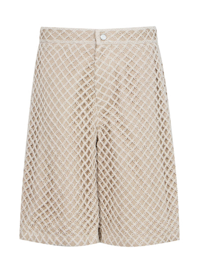 Knitted Net Shorts Beige