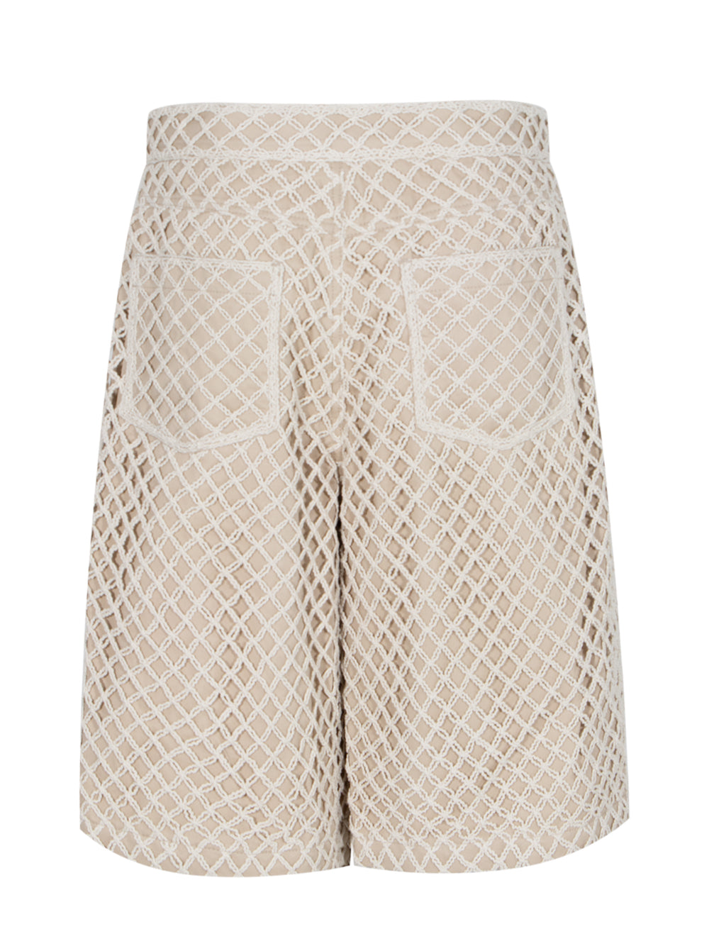 Knitted Net Shorts Beige