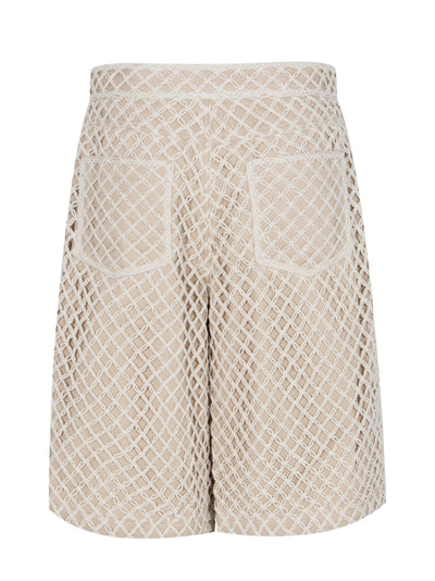 Knitted Net Shorts Beige