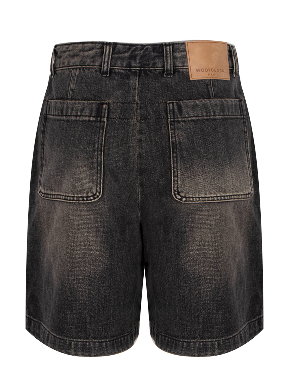 One-tuck Washed Corduroy Denim Shorts Gray