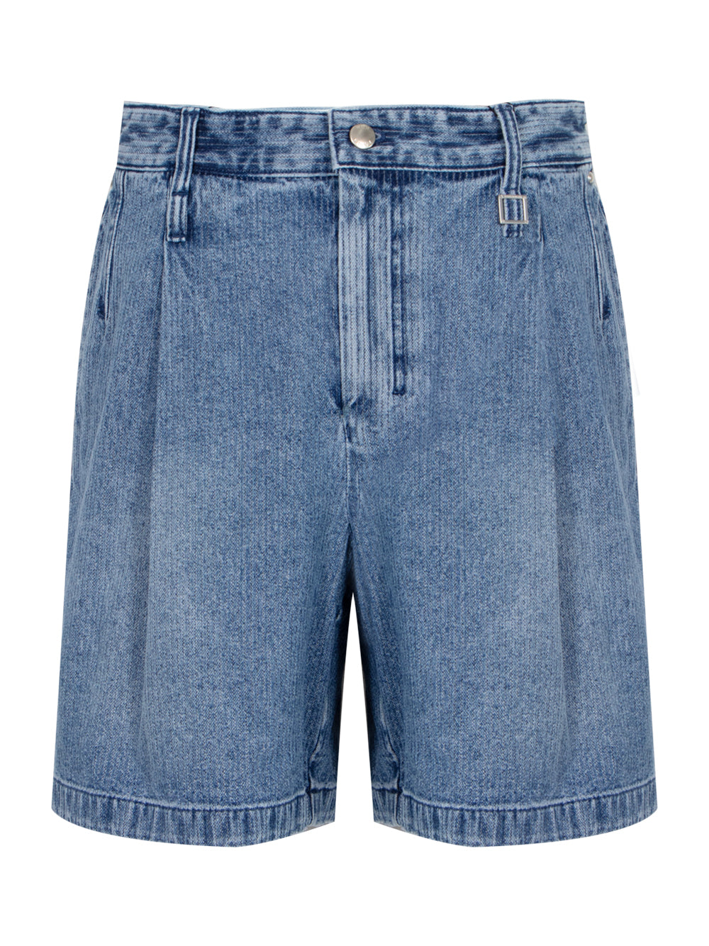 One-tuck Washed Corduroy Denim Shorts Blue