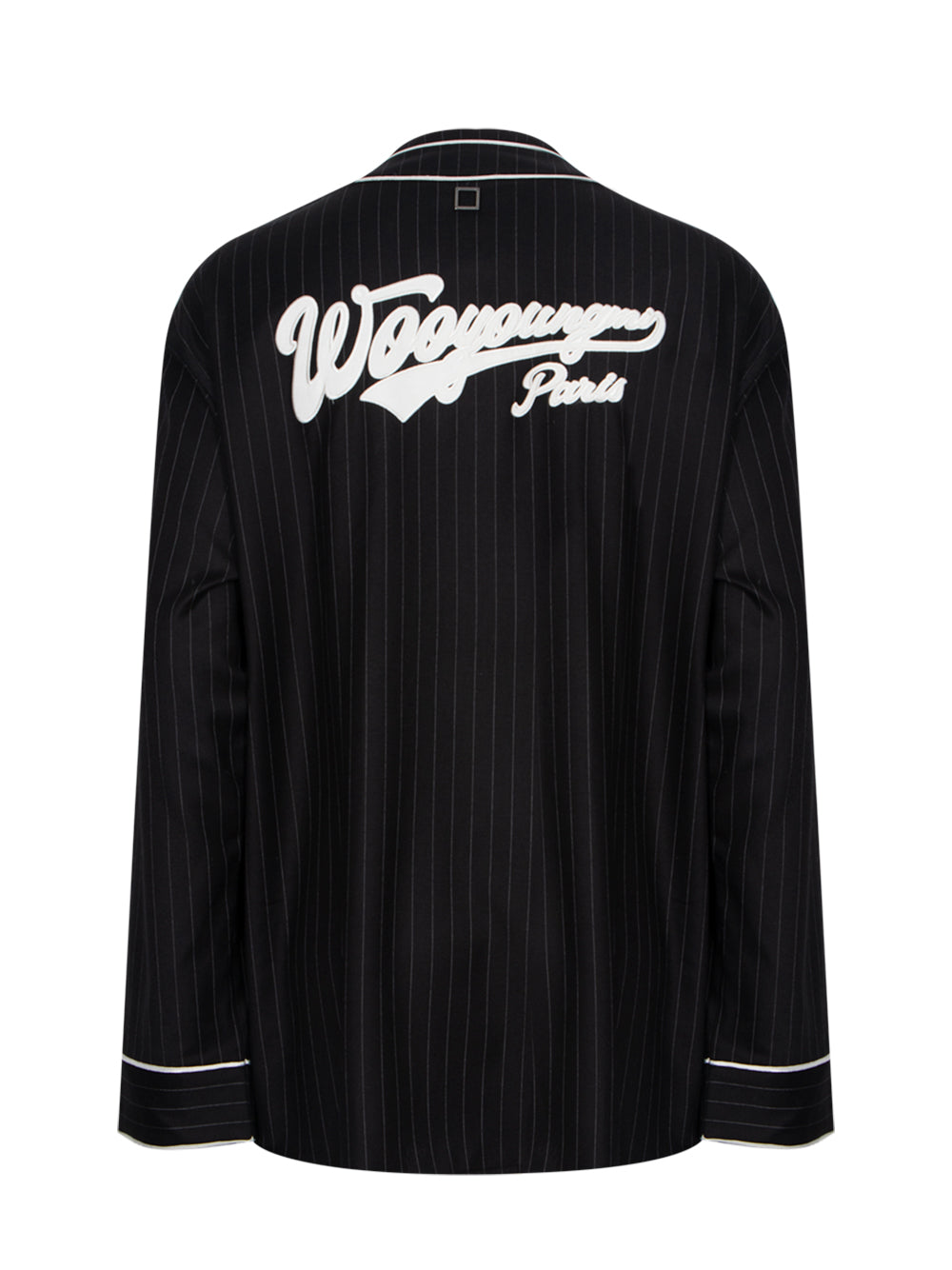 Wool Stripe Baseball Shirt Black