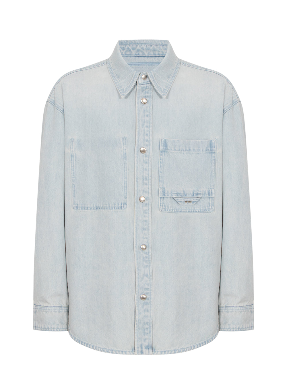 Flower Back Logo Denim Shirt Blue