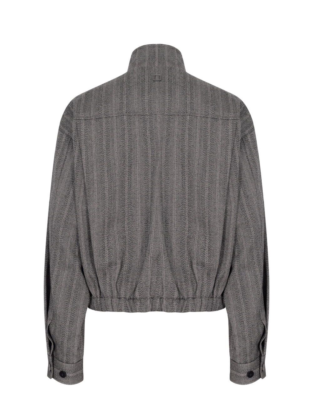 High-Neck Banded Wool Jacket Black
