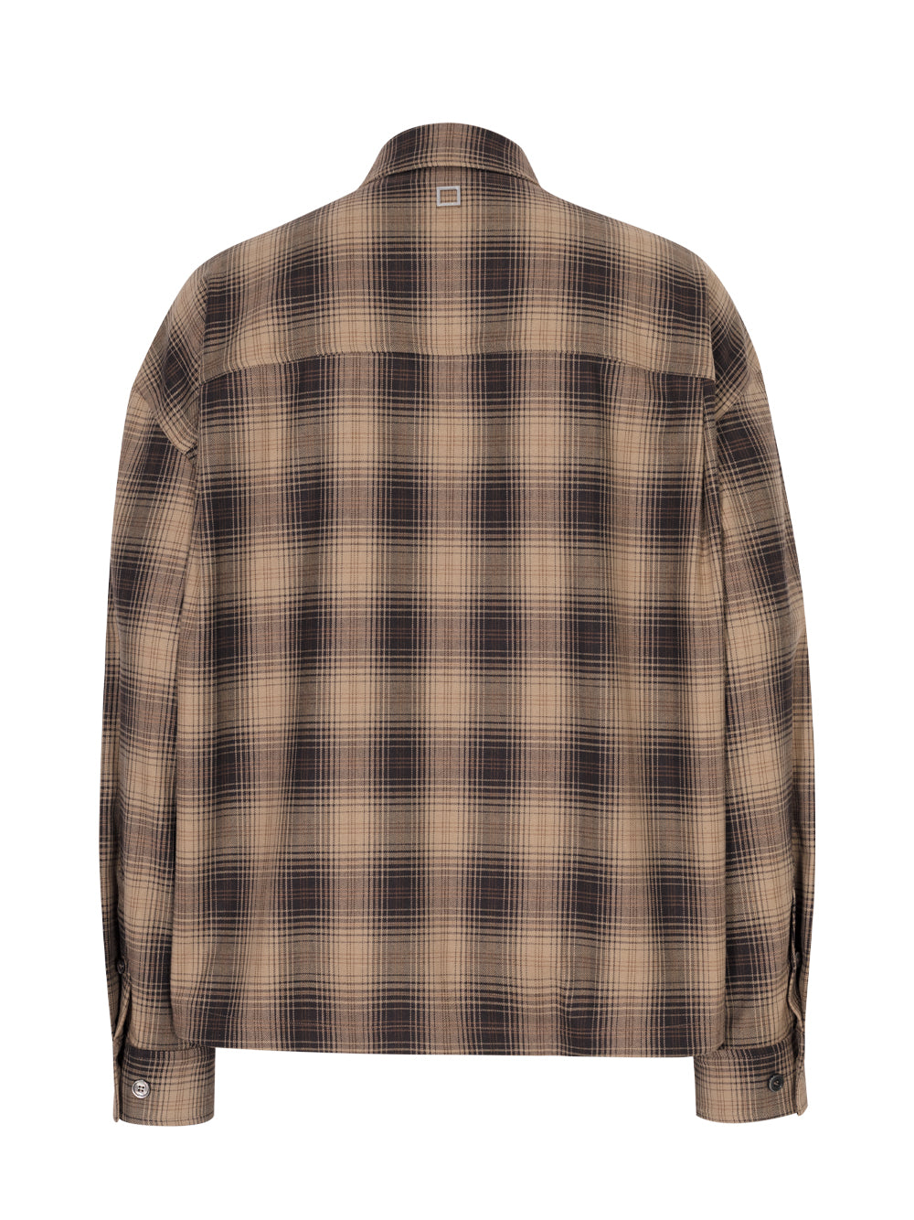 Check Zip-Up Shirt Camel