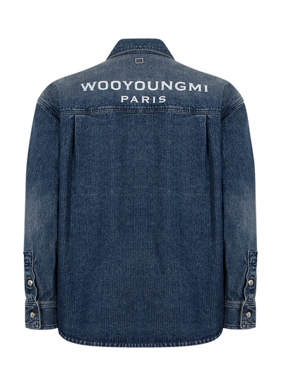 Corduroy Denim Back Logo Shirt (Blue)