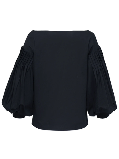 Silky Cotton Poplin Puff Blouse Black