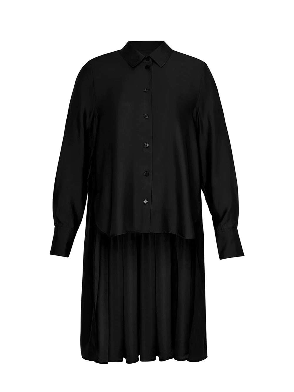 Viscose Tencel Twill Dress Shirt - No Inside Piece Black