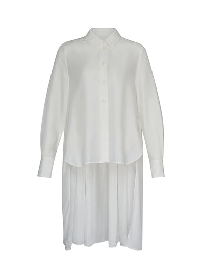 Viscose Tencel Twill Dress Shirt - No Inside Piece Polished White