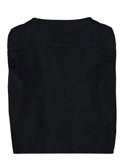 Poly Fine Canvas Cropped Top (Black)