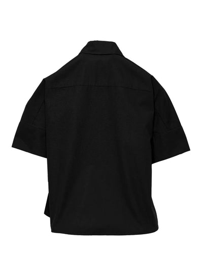 Peach Cotton Poplin Cuff Shirt Black