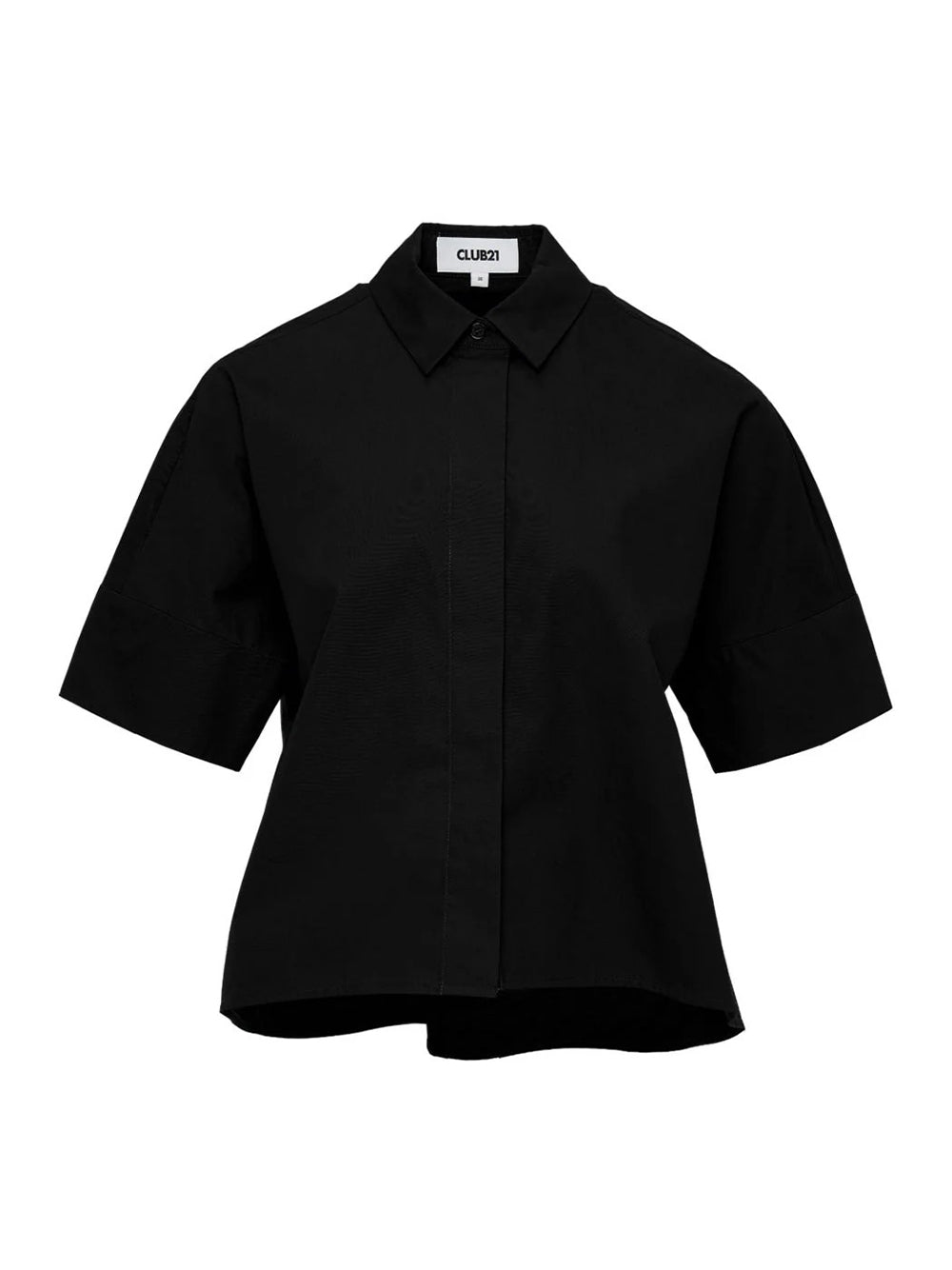 Peach Cotton Poplin Cuff Shirt Black