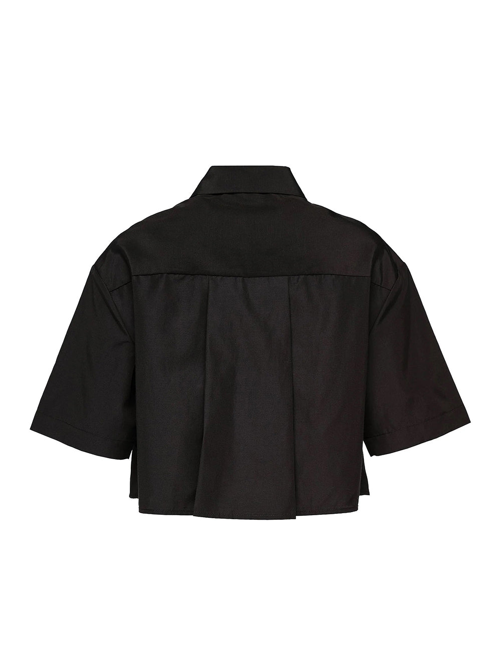 Papery Silk Cotton Cropped Shirt (Black)