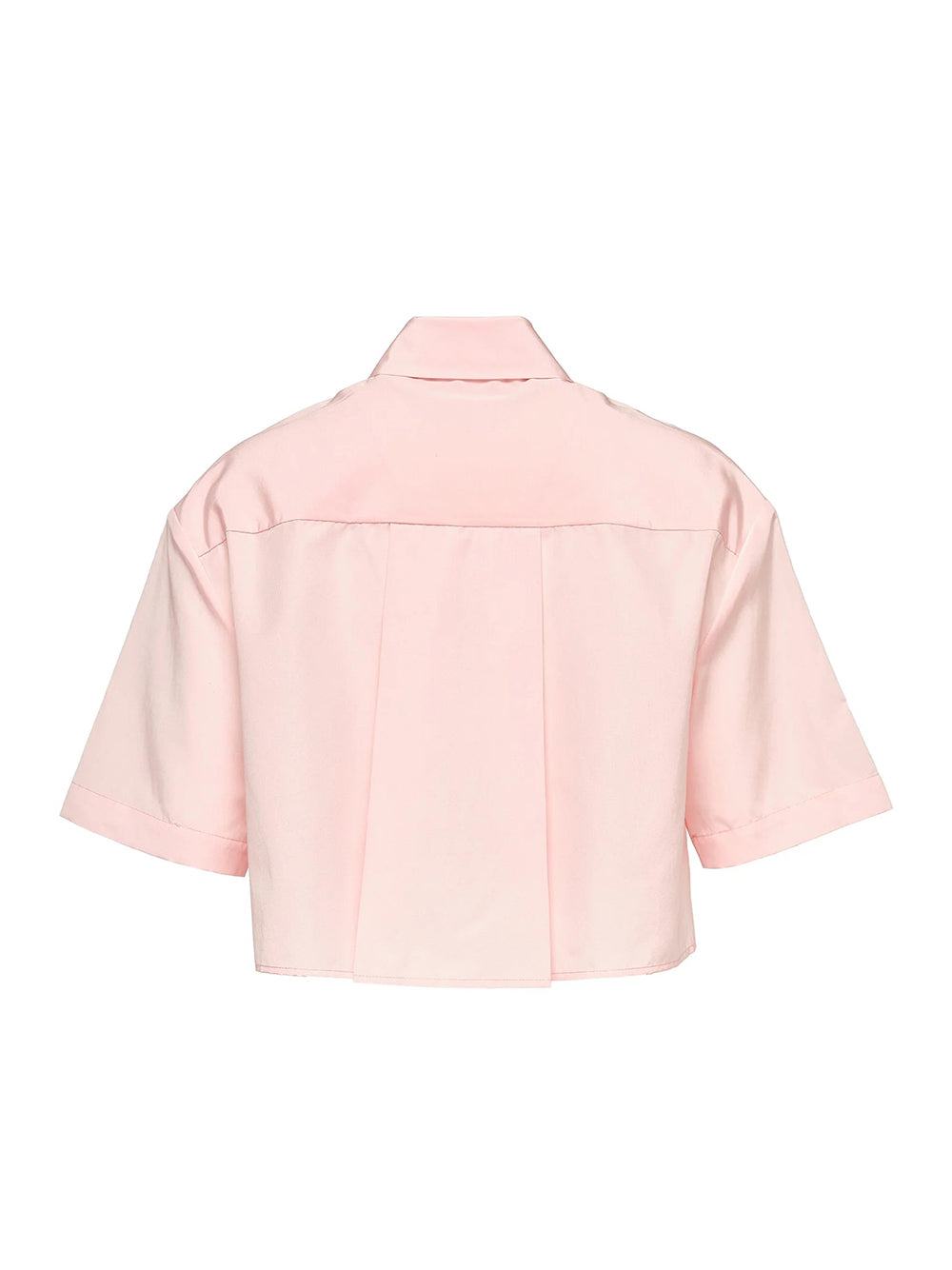 Papery Silk Cotton Cropped Shirt (Pale Pink)