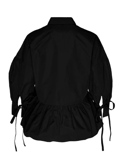 Sheen Parachute Ruffled Top (Black)