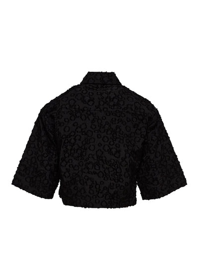 Cotton Nylon Cropped Shirt (Black)