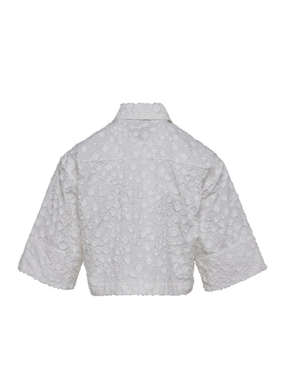 Cotton Nylon Cropped Shirt (Polished White)