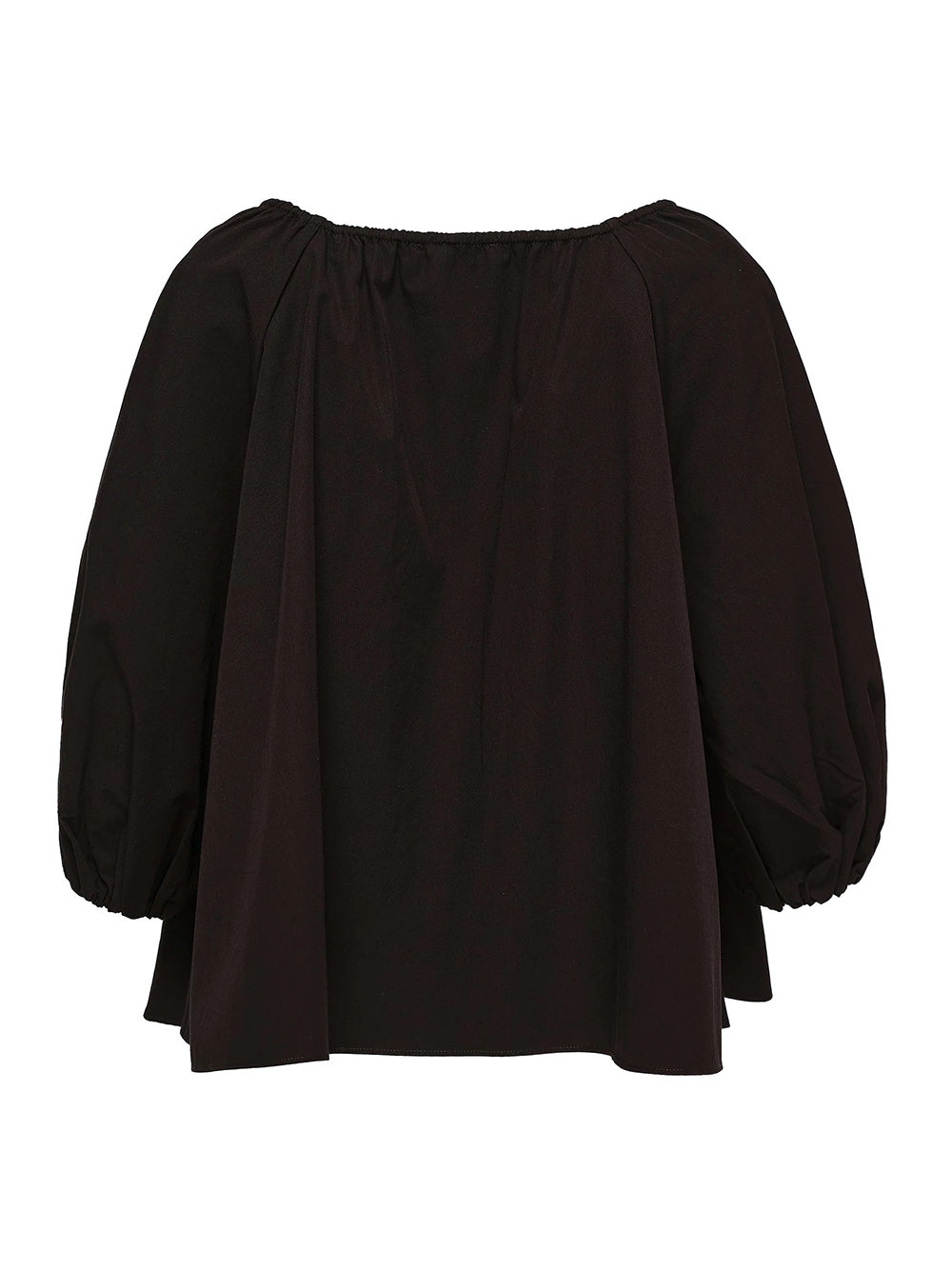 Tumbled Cotton Flare Top (Black)