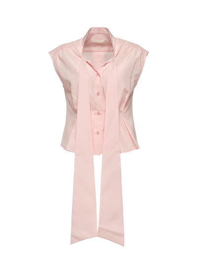 Papery Silk Cotton Tie Top Pale Pink