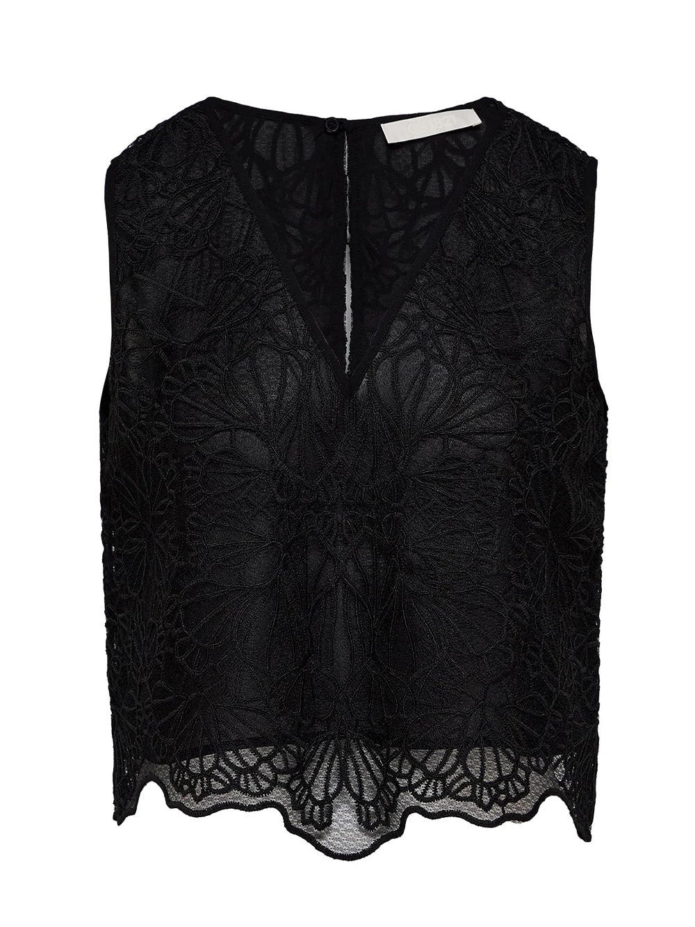 Embroideried Lace Cropped Top Black