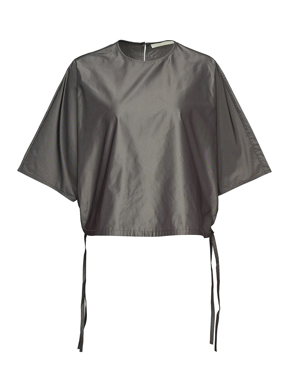 Poly Chambray Taffeta Batwing Top Gunmetal