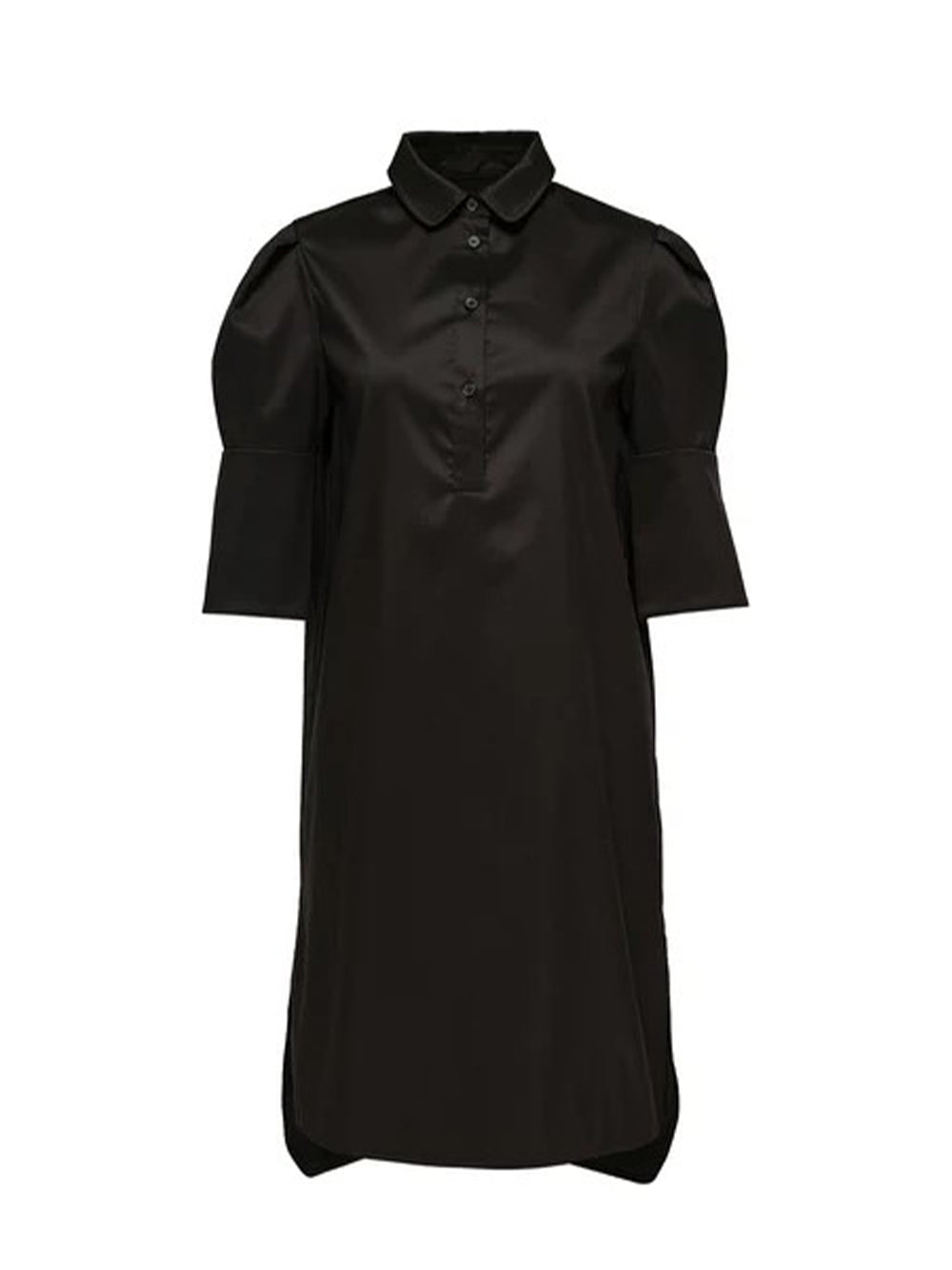 Sheen Cotton Poly Stretch Cuff Dress Black