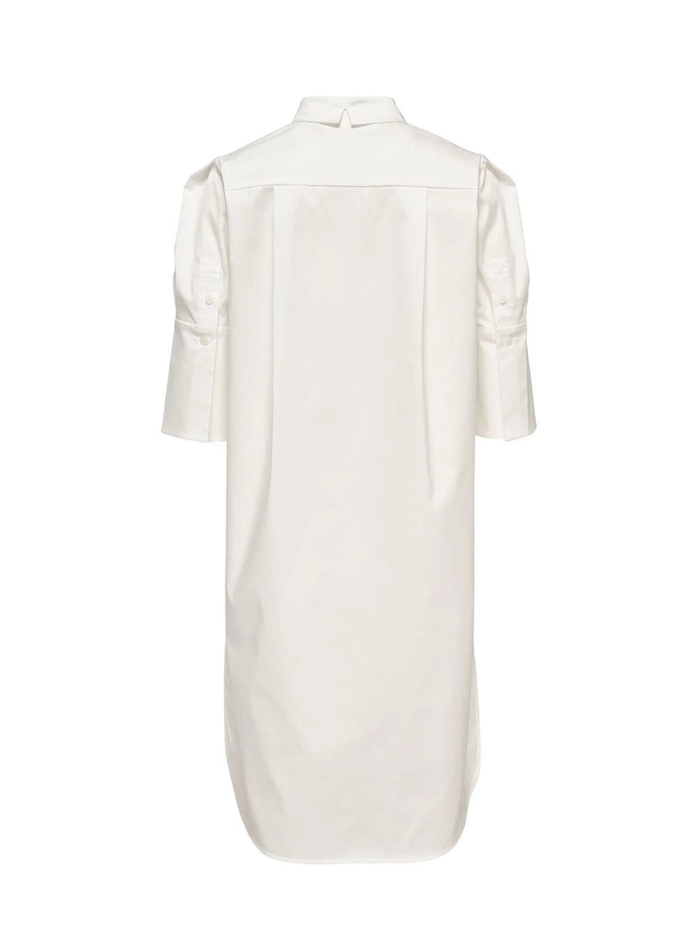 Sheen Cotton Poly Stretch Cuff Dress Polished White