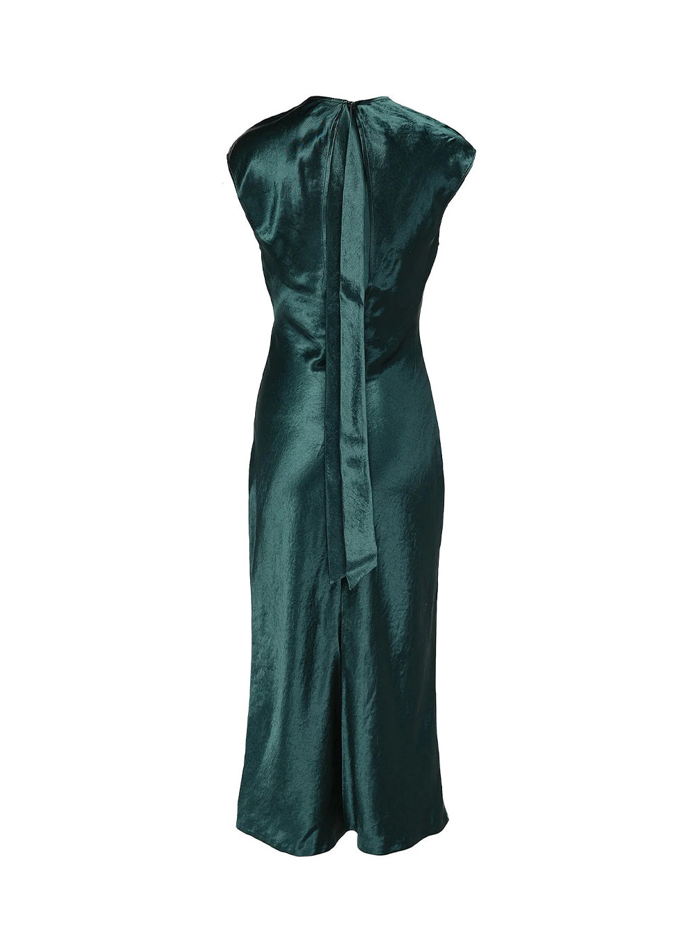 Heavy Satin Tie-Back Dress Deep Emerald