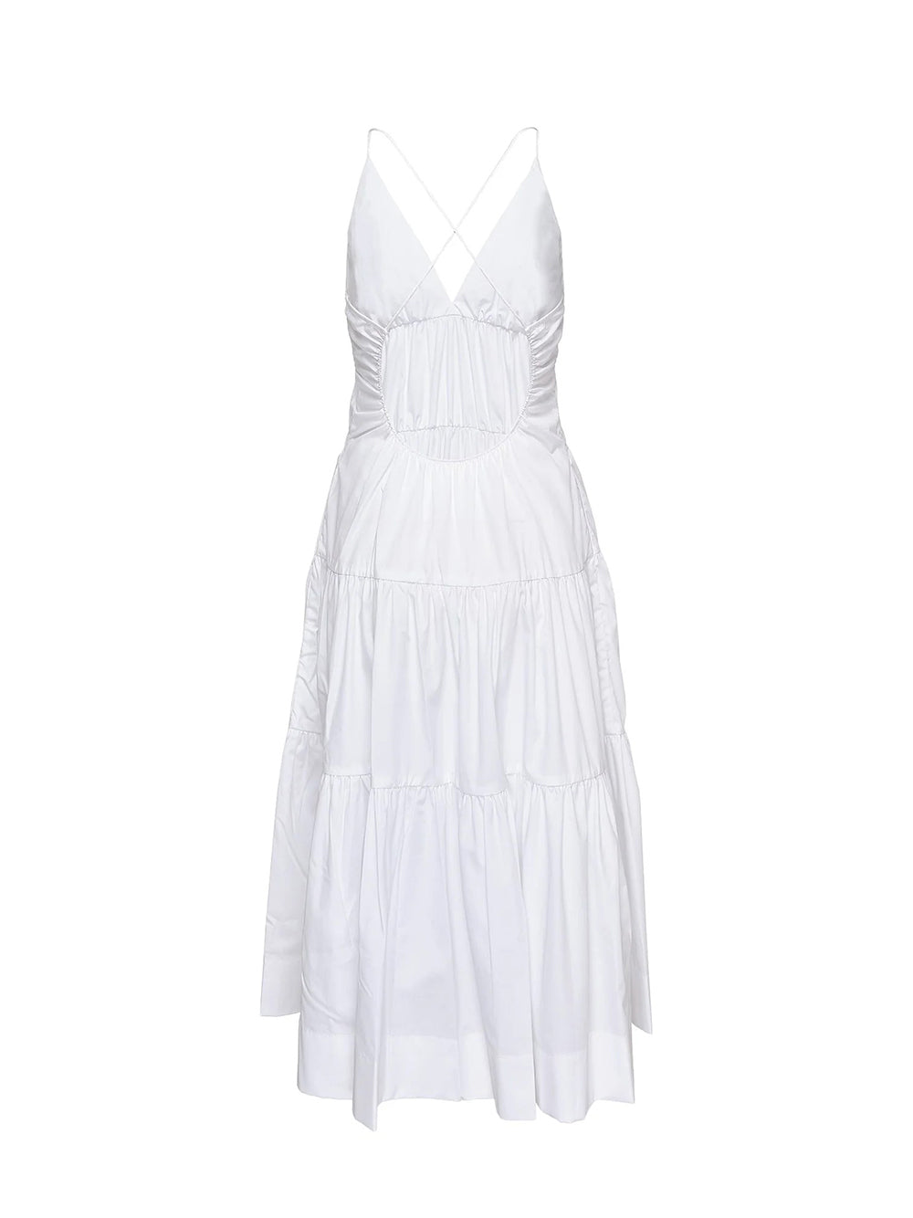 Wrinkle Free Cotton Tier Dress White