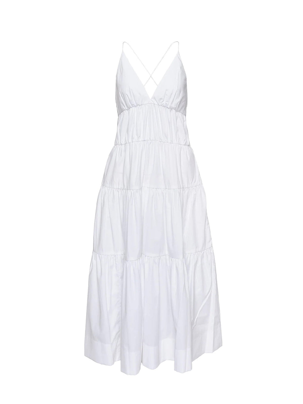 Wrinkle Free Cotton Tier Dress White