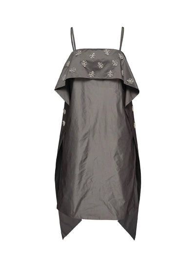 Poly Chambray Soft Taffeta Dress Gunmetal