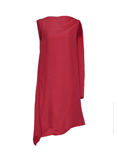 Silky Viscose Tencel Drape-Neck Dress Baby Rose